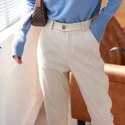 Women’s Wool Pencil Pants | High-Waisted Office Trousers for Fall & Winter