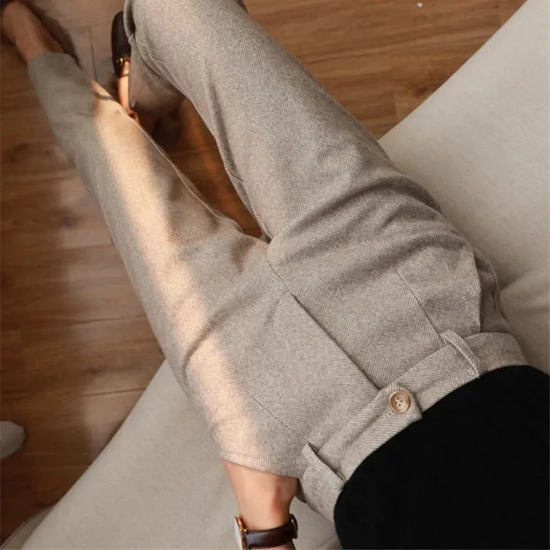 Women’s Wool Pencil Pants | High-Waisted Office Trousers for Fall & Winter