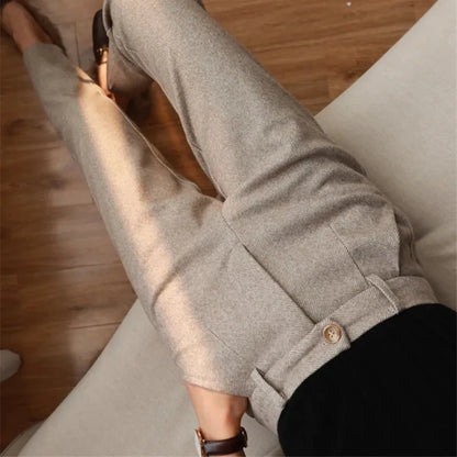 Women’s Wool Pencil Pants | High-Waisted Office Trousers for Fall & Winter