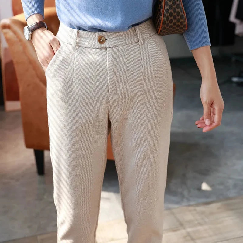 Women’s Wool Pencil Pants | High-Waisted Office Trousers for Fall & Winter