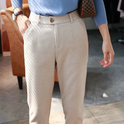 Women’s Wool Pencil Pants | High-Waisted Office Trousers for Fall & Winter